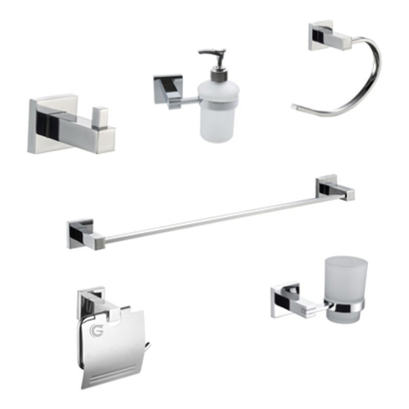Juego De Accesorios Cuadrado Cromado X6