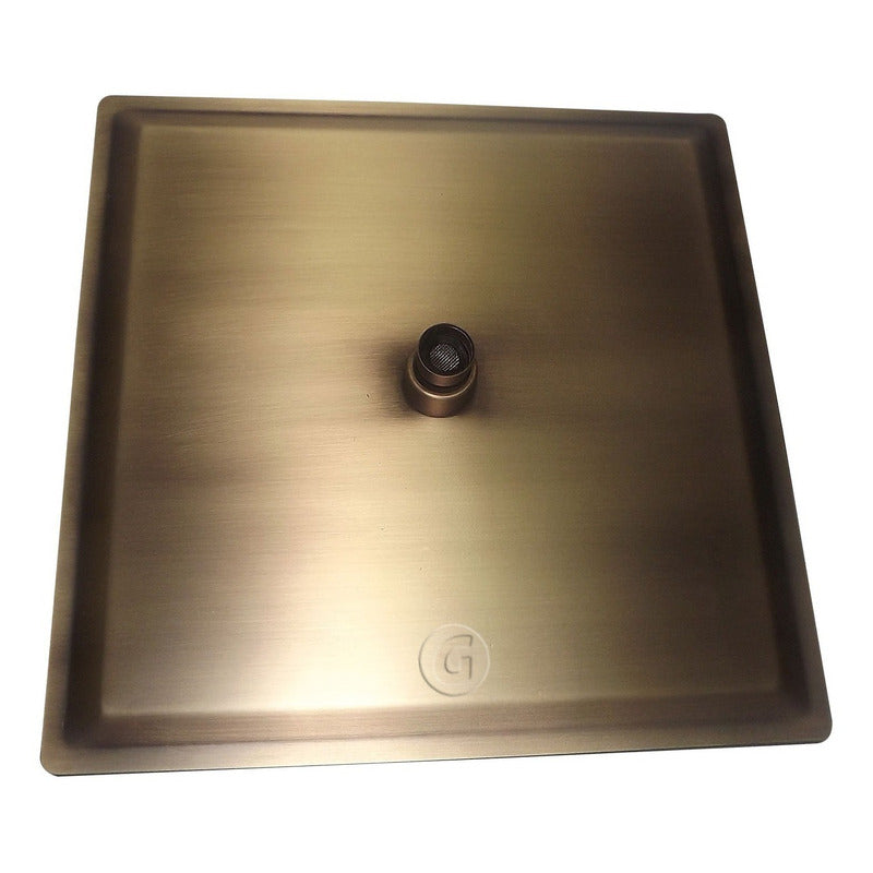 Ducha Vintage Cuadrada 25x25 Tubo 40cm Bronce Antiguo