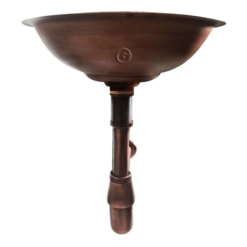 Lavamanos Vintage 40cm Cobre Antiguo + Desagüe Y Sifón