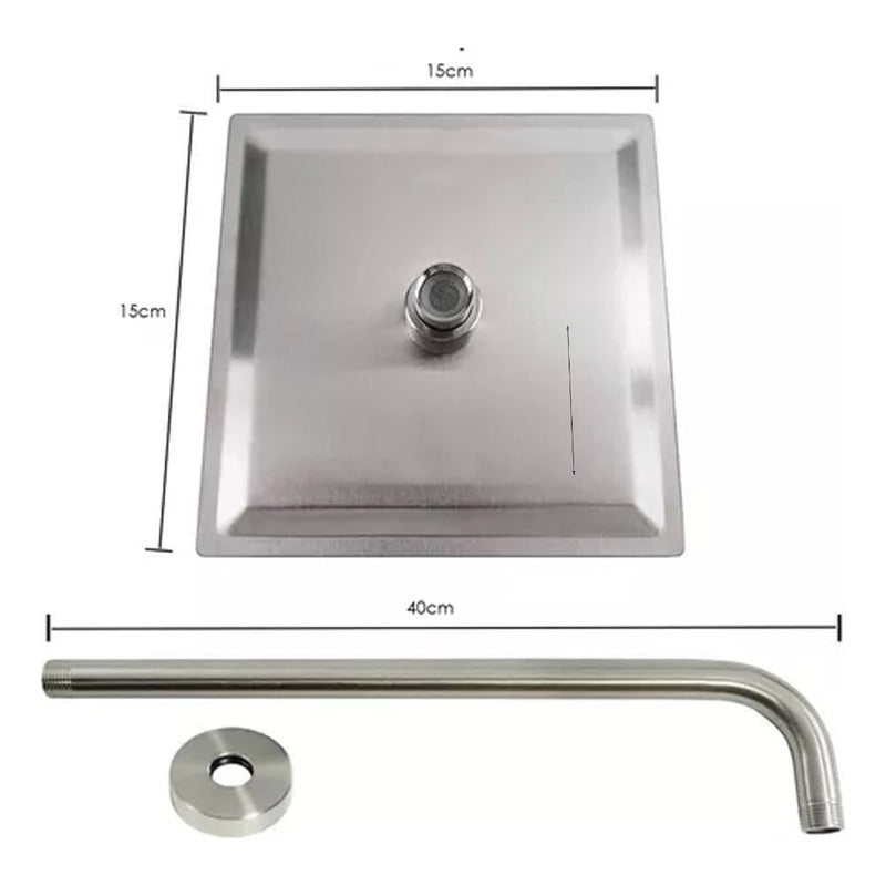 Kit Ducha 15cm + Griferia Agua Fria + Monocontrol Cromado