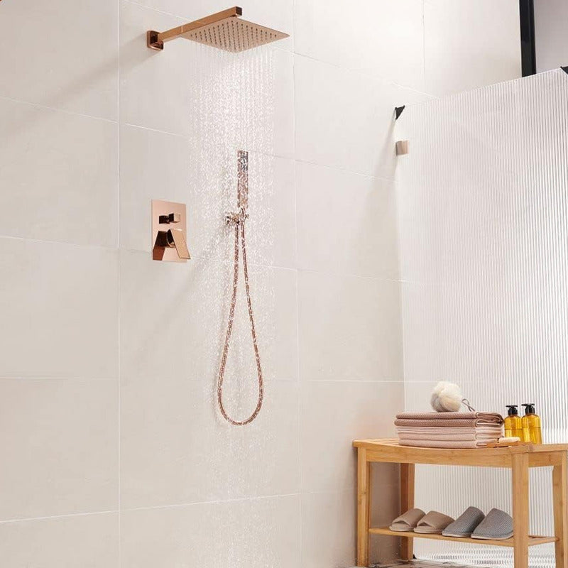Kit Ducha Cuadrada 10 + Monocontrol+ Set Teleducha Rose Gold