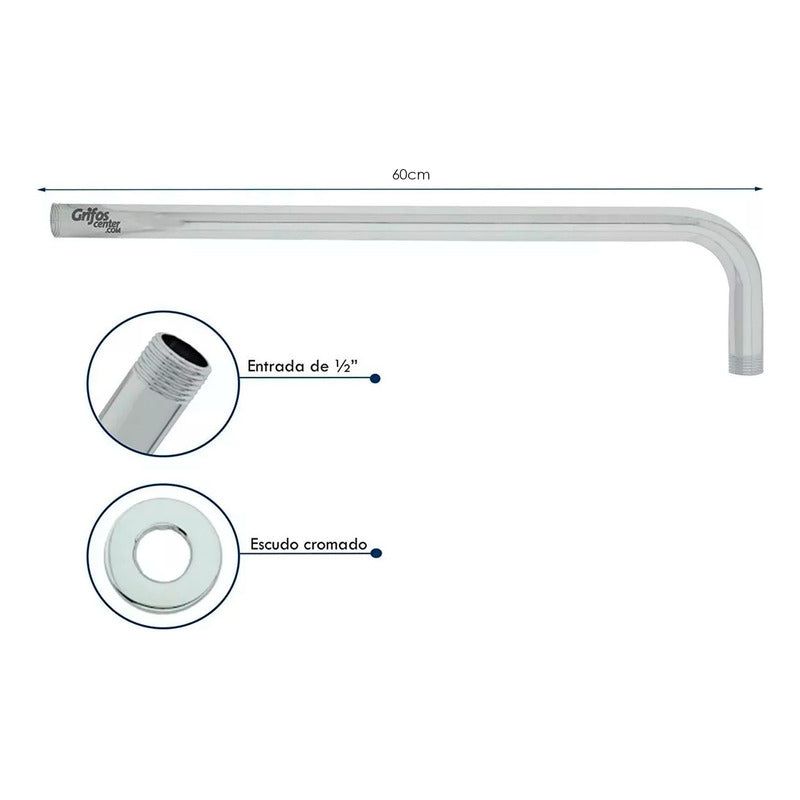 Tubo De Ducha De 60cm Plateado