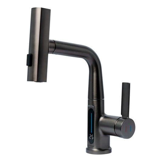 Griferia Lavaplatos Monocontrol Control Digital  Gris Mate