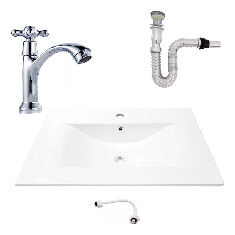 Kit Placa Lavamanos 71*46.5cm+griferia Agua Fria+push Flex.5