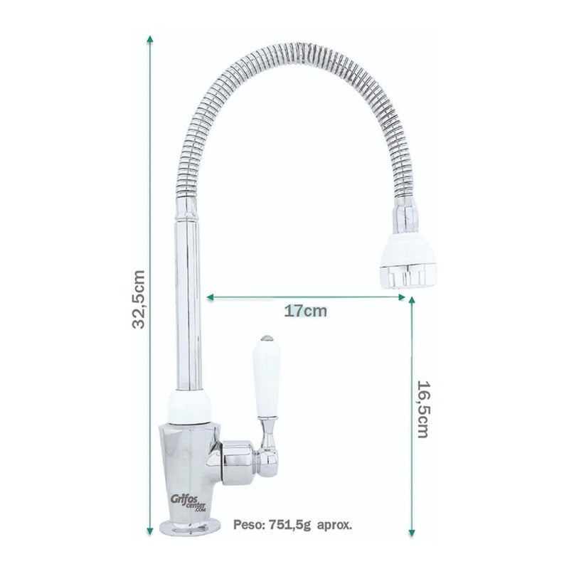 Grifería Lavaplatos Agua Fría Alta Flexo
