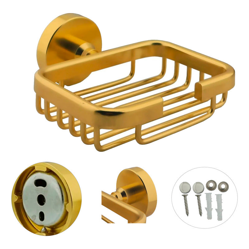 Jabonera Para Baño Aluminio Dorado Cepillado Jade