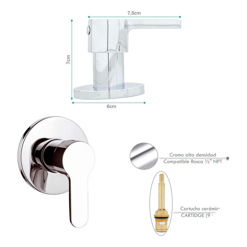 Kit Ducha Redonda 15cm+tubo+mezclador Ducha + Manijas Astana