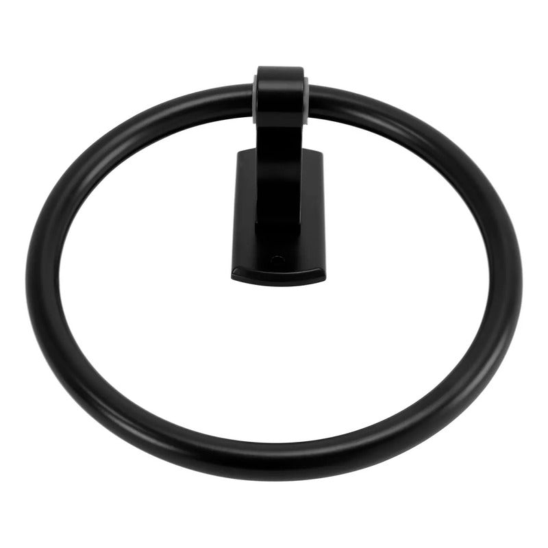 Toallero Tipo Aro Negro Base Rectangular