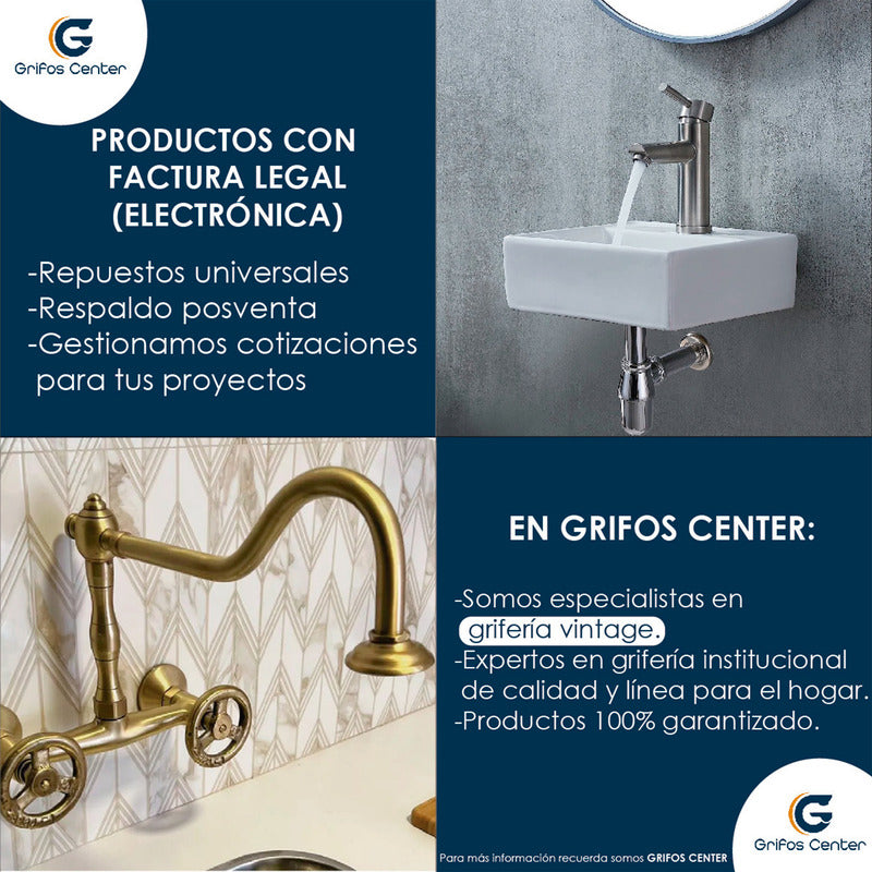 Kit Lavamanos Rectang+grif.monoc.+push+sifon Bronce Ant.01