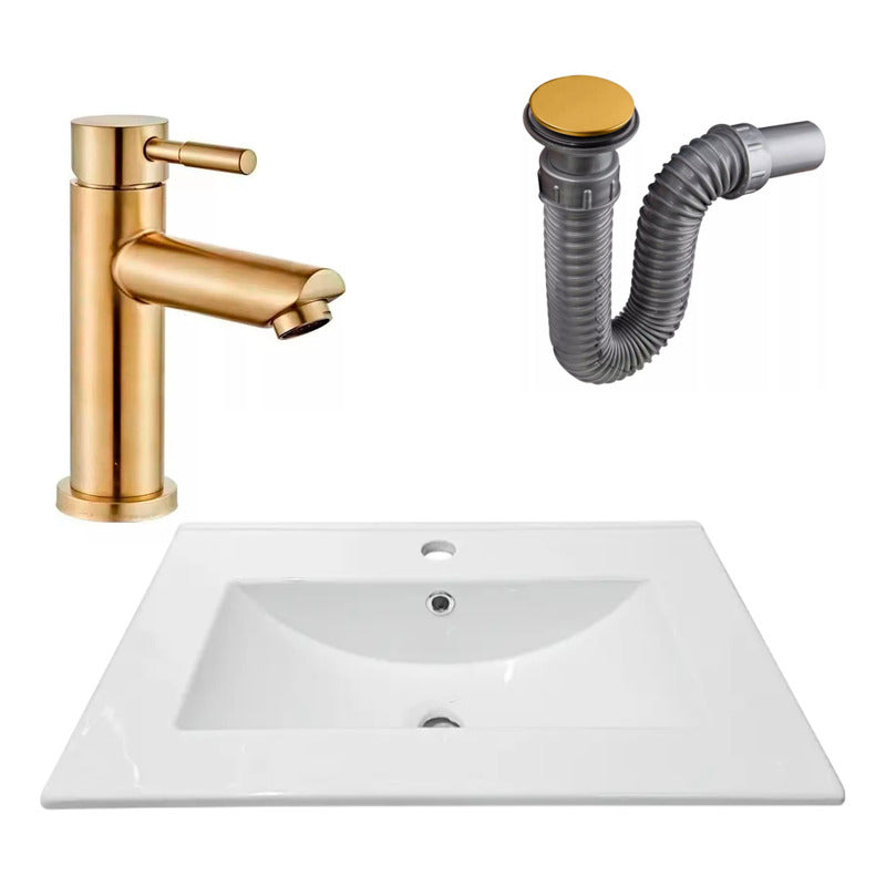 Combo Placa Lavamanos 61*46,5cm+grifo Monocontrol+push Oro3