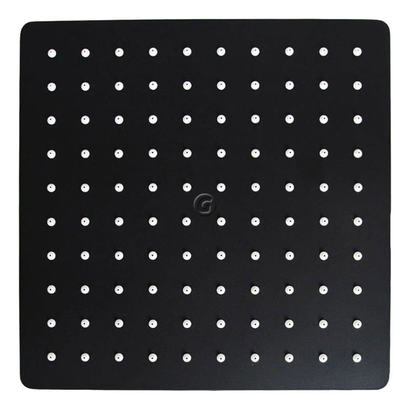 Ducha Negra 20x20cm Cuadrada Con Tubo Cuadrado