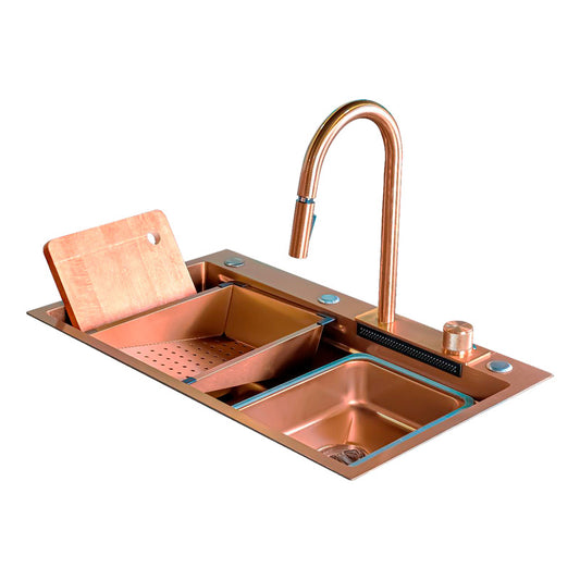 Lavaplatos Inteligente Oro Rosa 75x46cm+griferia Lluvia