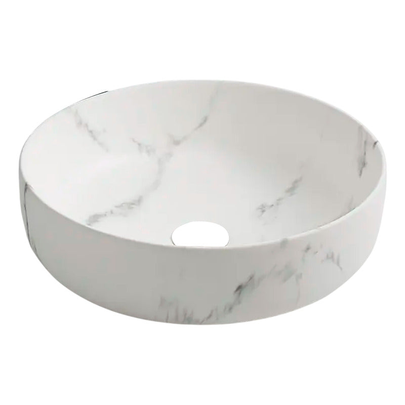 Lavamanos De Sobreponer Redondo Blanco Carrara 43,5*43,5*10,
