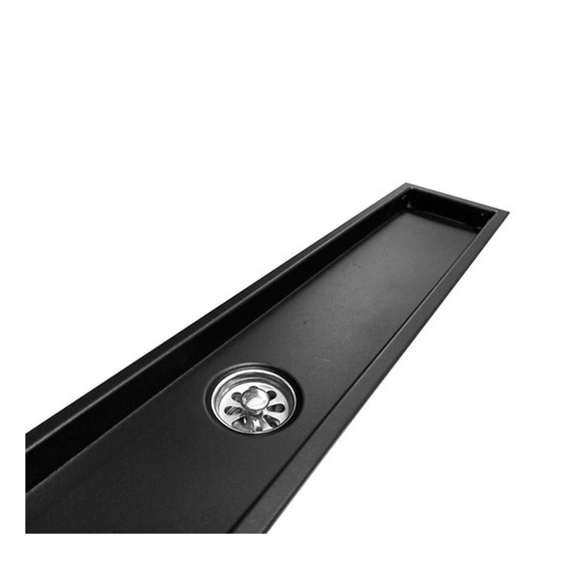 Rejilla Piso Rectangular Invisible De 60cm X 10cm Negro Mate