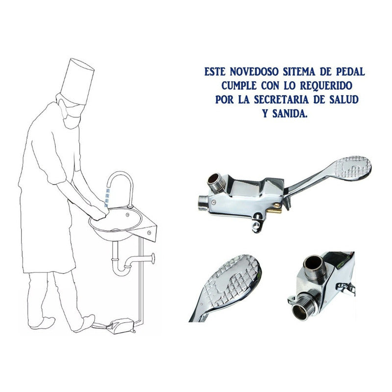 Válvula Llave De Pedal + Cuello Redondo Metálico + Acoples