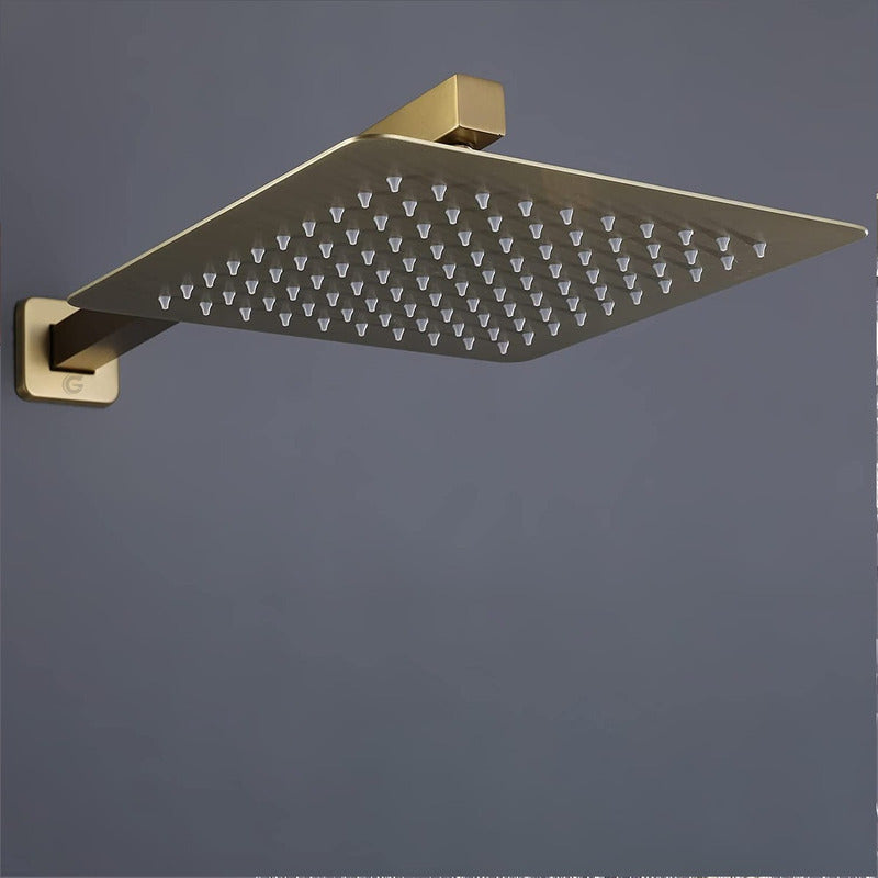 Regadera Ducha Cuadrada Metalica 20x20 Con Tubo Oro Vintage