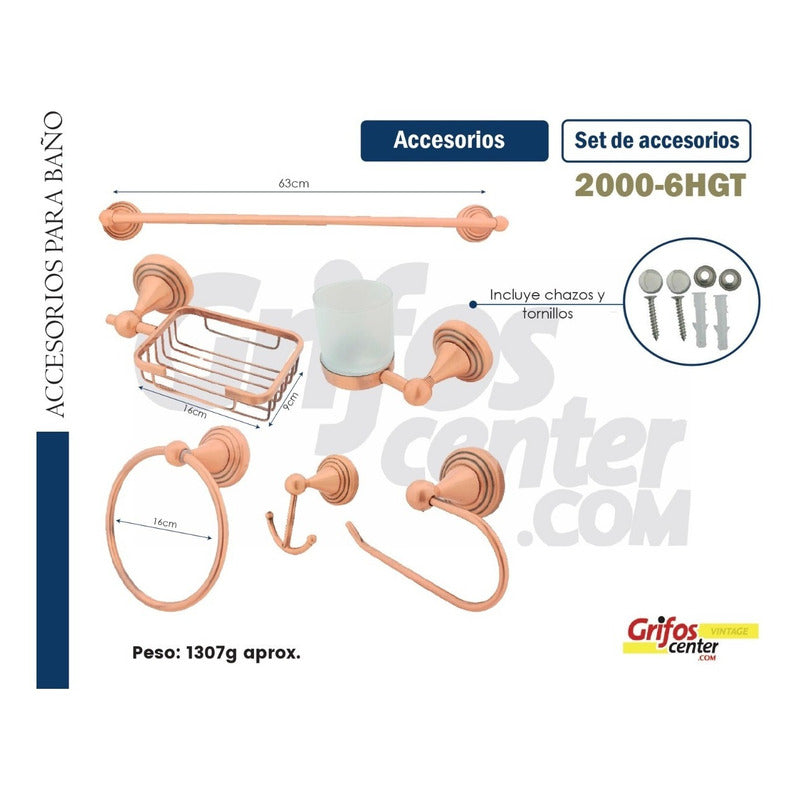 Accesorios De Baño Vintage Gold X6
