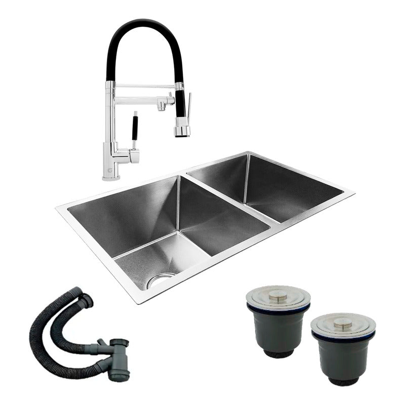 Combo Lavaplatos Doble 77*45cm+griferia Escual+accesorios
