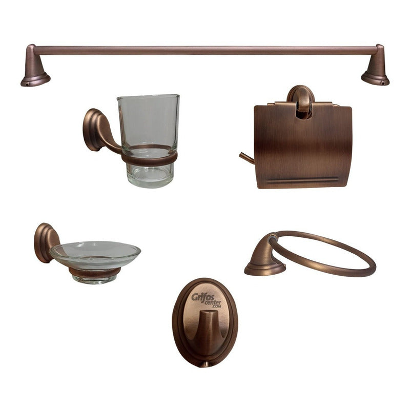 Kit Accesorios Para Baño Incluye 5 Piezas Cobre Antiguo