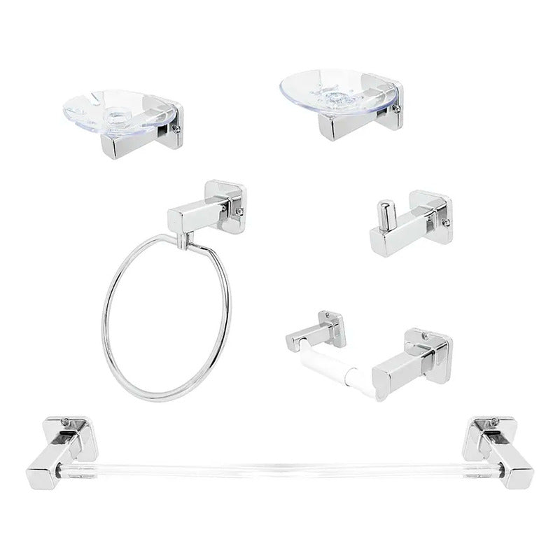 Juego Accesorios Baño 6 Piezas Cromo