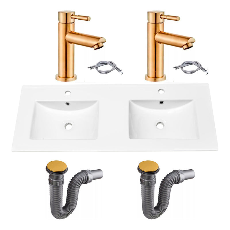 Combo Placa Doble Lavam.121*46,5cm+grifo Monoc.+push Oro3