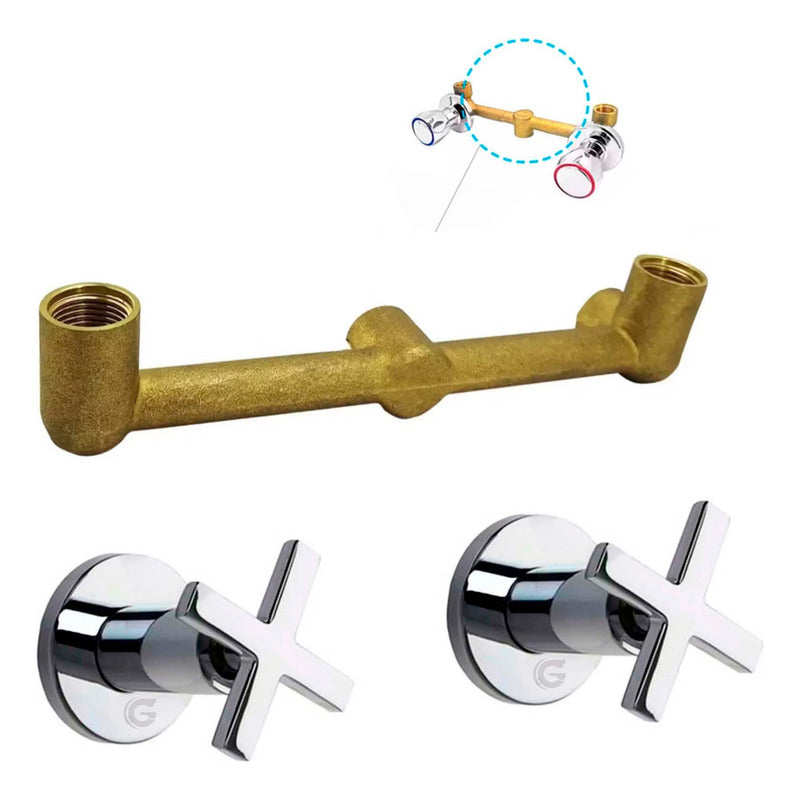 Kit Ducha 15cm Tubo + Mezclador Ducha + Manijas Rossa