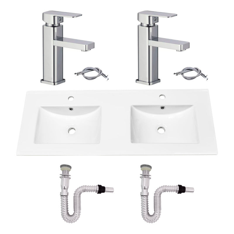 Kit Placa Doble Lavam.121*46.5cm+griferia Monoc+push Flex27