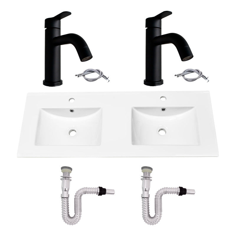 Kit Placa Doble Lavam.121*46.5cm+griferia Monoc+push Flex26