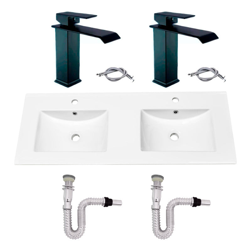 Kit Placa Doble Lavam.121*46.5cm+griferia Monoc+push Flex15