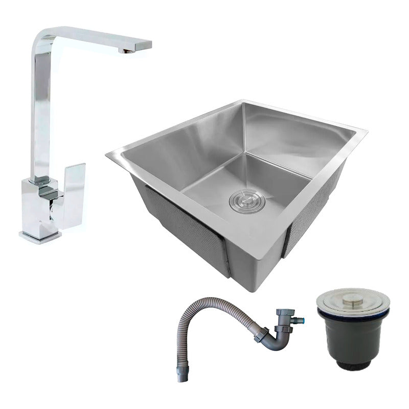 Combo Lavaplatos 51*45cm+griferia  L  Plateada +accesorios