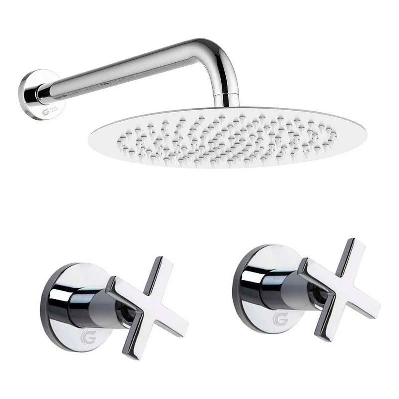 Kit Ducha 15cm Tubo + Mezclador Ducha + Manijas Rossa