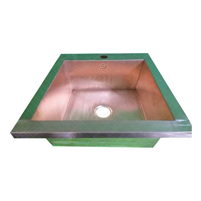 Lavamanos Con Forma Cuadrada En Cobre 38 X 41 Centimetros