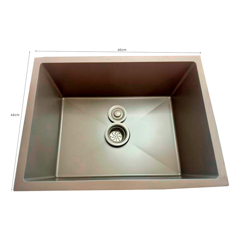 Lavaplatos En Acero Inoxidable Gris 60*45cm + Accesorios