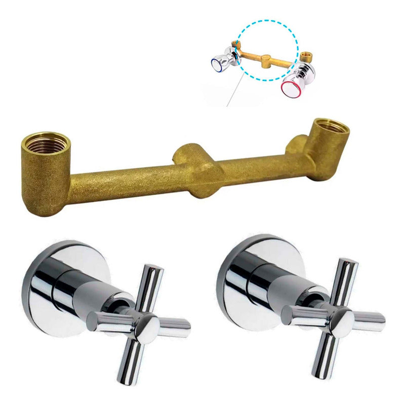 Kit Ducha 15cm Tubo + Mezclador Ducha + Manijas Timone