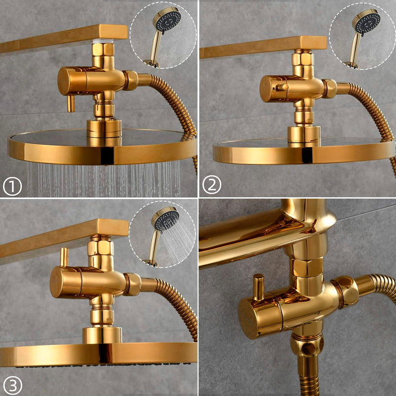 Desviador De Bronce Tipo Registro Ducha Metalico Dorado