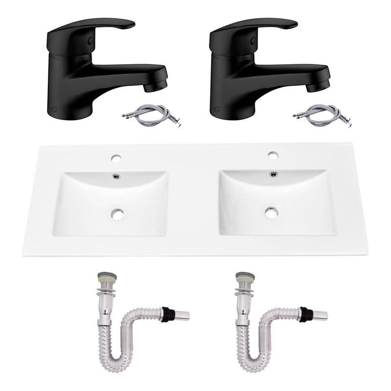 Kit Placa Doble Lavam.121*46.5cm+griferia Monoc+push Flex29