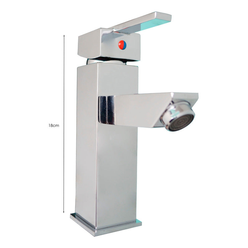 Grifería Lavamanos Cuadrada Baja Cromada