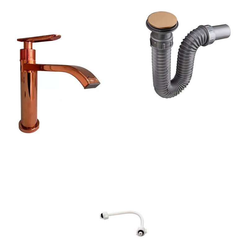 Combo Placa Lavamanos 81*46,5cm+grifo Agua Fria+push Rose1