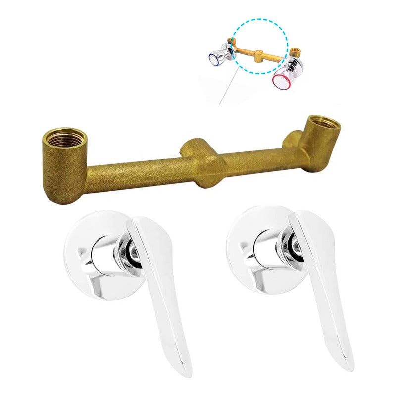 Kit Ducha 15cm Tubo + Mezclador Ducha + Manijas Wing