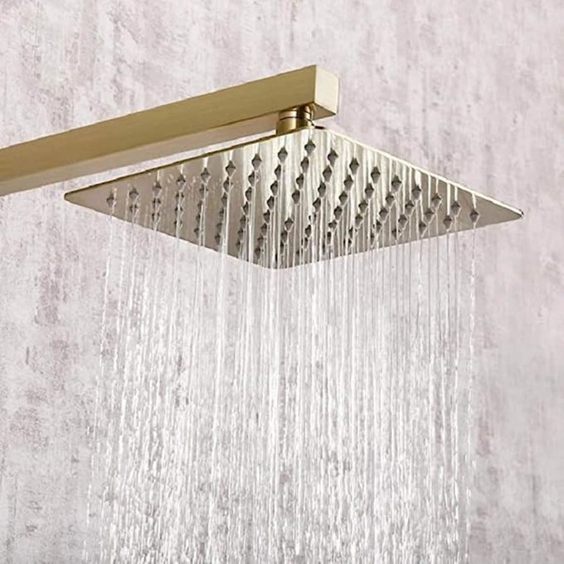 Ducha - Regadera De Metal Cuadrada Oro De 20 Cm (sin Tubo)