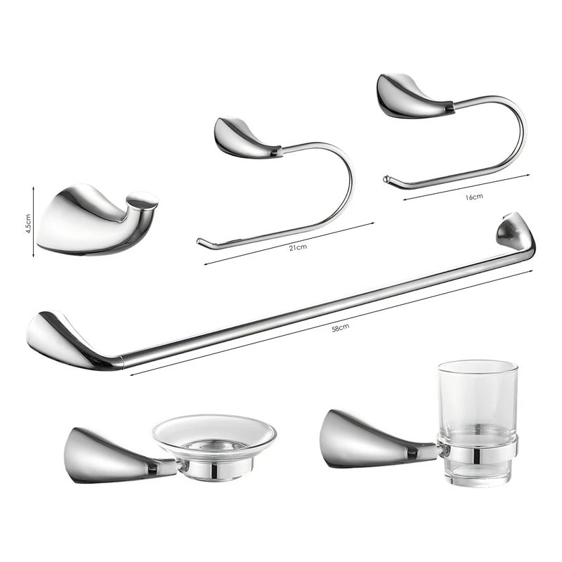 Accesorios Para Baño Cromado Izmir X 6 Piezas