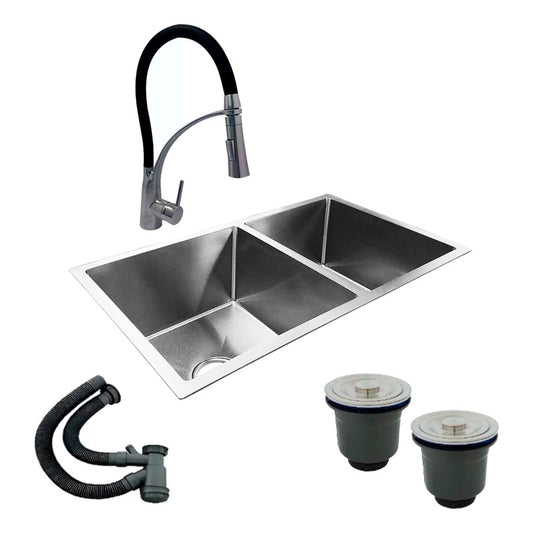 Combo Lavaplatos Doble 77*45cm+griferia Arabia+accesorios