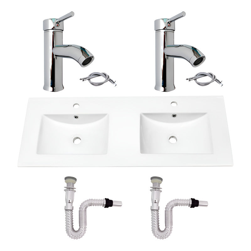 Kit Placa Doble Lavam.121*46.5cm+griferia Monoc+push Flex24
