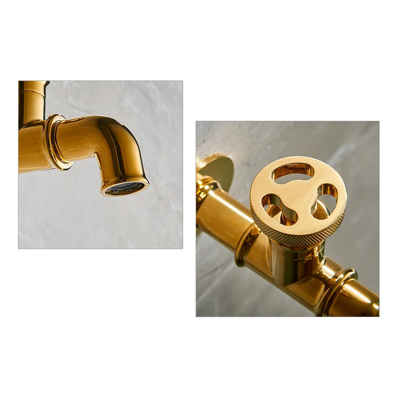 Grifería Agua Fría Pared Industry Gold Vintage