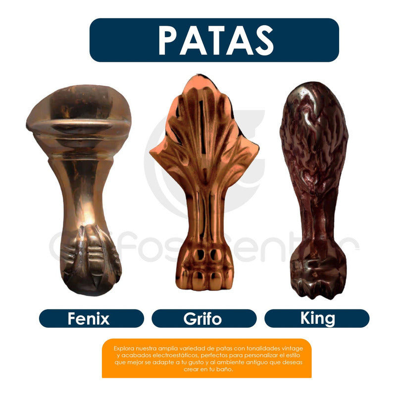 Tina Bañera Botero Patas Fenix Vintage 1,55mt X 77 X 67cm