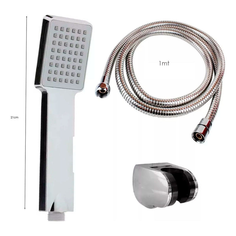 Kit Ducha Telefono En Abs Cromada + Manguera Y Soporte