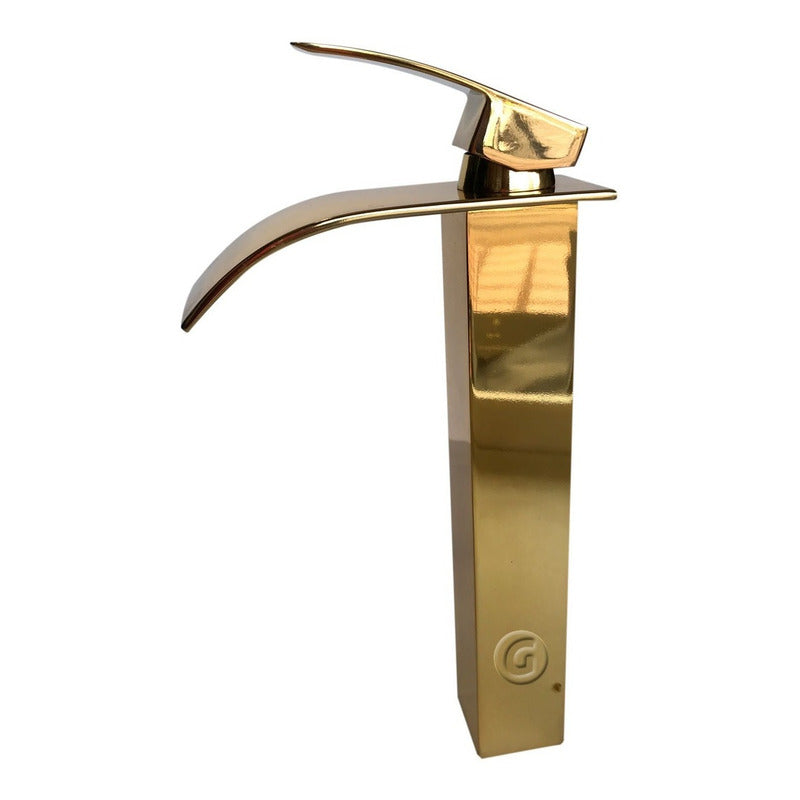 Llave Lavamanos Alta Cascada Vintage Acabado Oro Laton