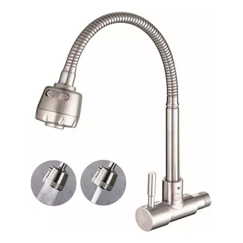 Grifería Agua Fría Pared Flexible Acero 304