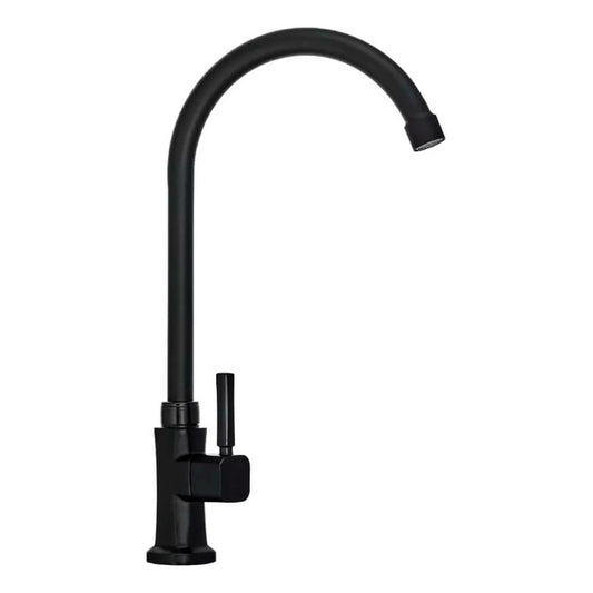 Grifería Lavaplatos Agua Fría Negro Mate Cuello Curvo
