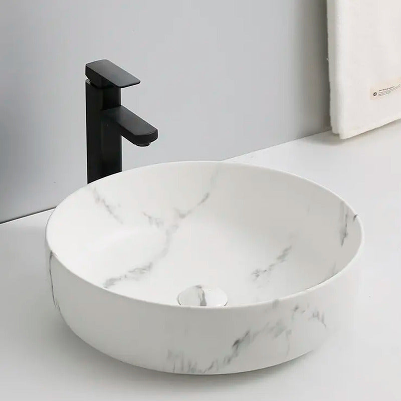 Lavamanos De Sobreponer Redondo Blanco Carrara 43,5*43,5*10,